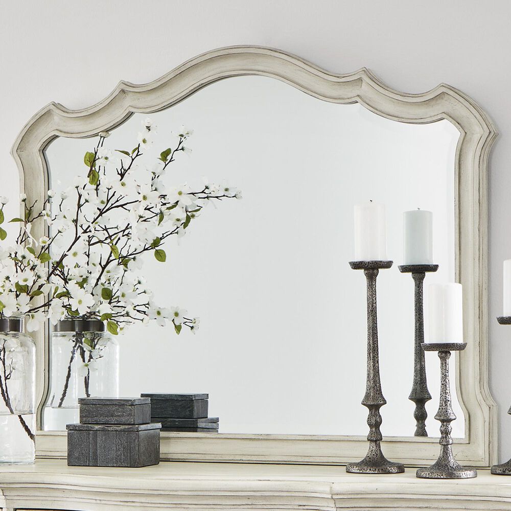 Millenium Arlendyne Bedroom Mirror in Antiqued White, , large