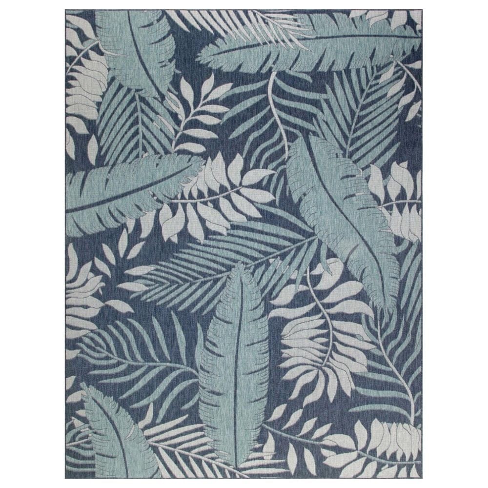 Nourison Garden Oasis GOA02 Navy 10" x 14" Indoor/Outdoor Area Rug, , large