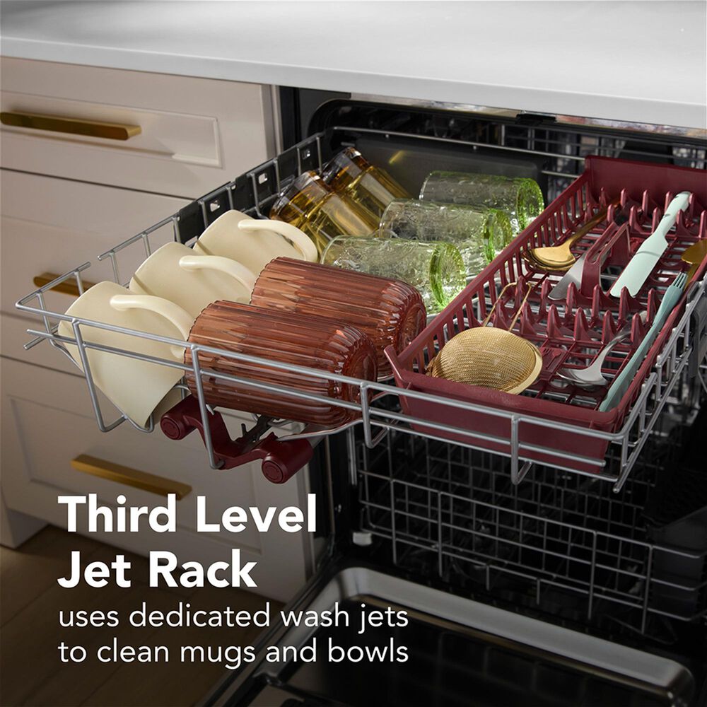 KitchenAid 24&quot; Built-In Bar Handle Third Rack Dishwasher with Stemware Shield and Stemware Clips in PrintShield Stainless Steel, , large