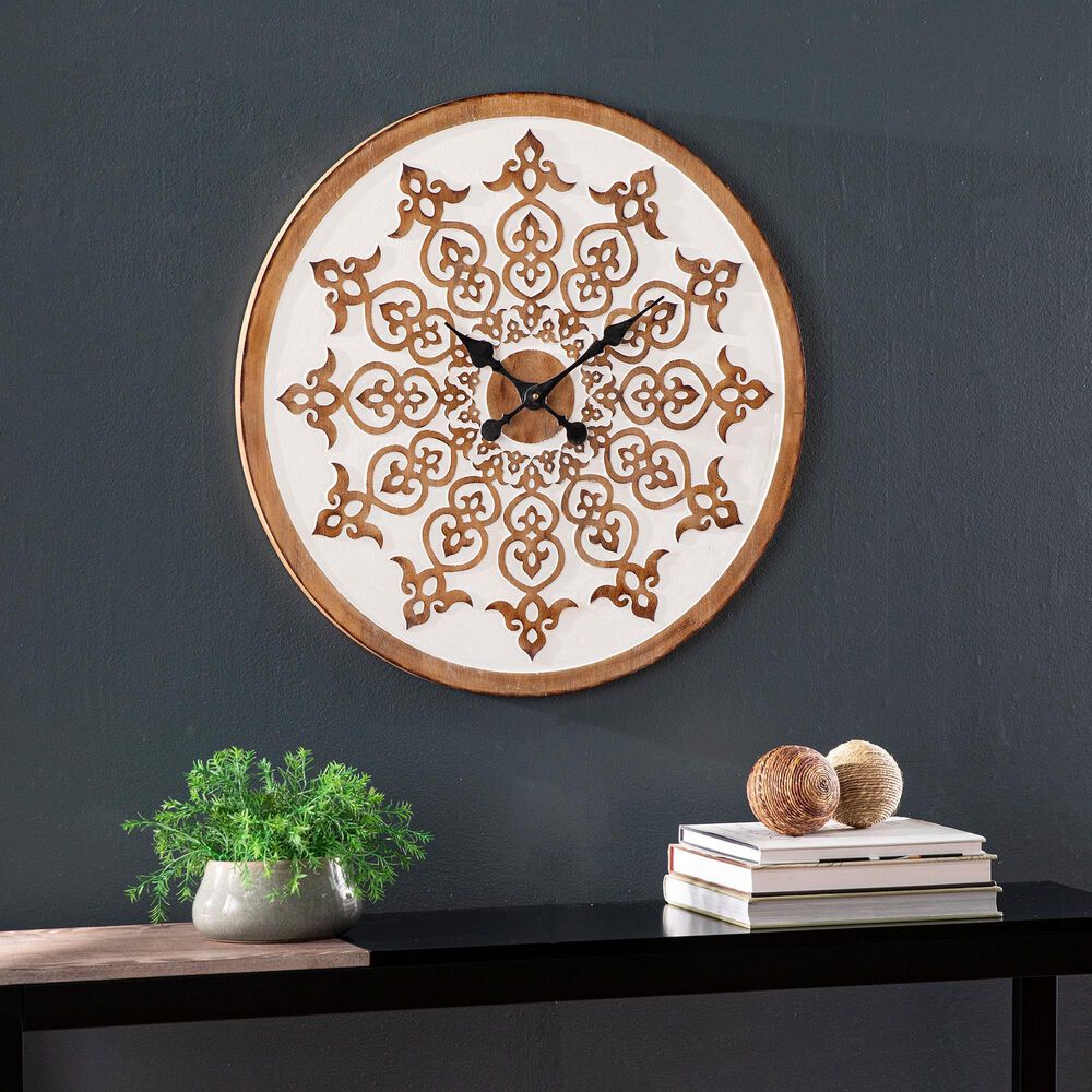Southern Enterprises Moravelle Wall Clock in White, Natural and Black, , large