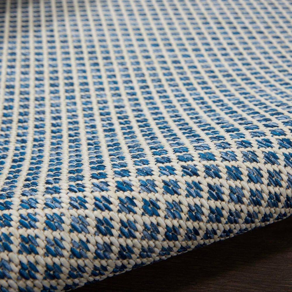 Nourison Courtyard Ivory and Blue 8&#39; x 10&#39; Indoor/Outdoor Area Rug, , large