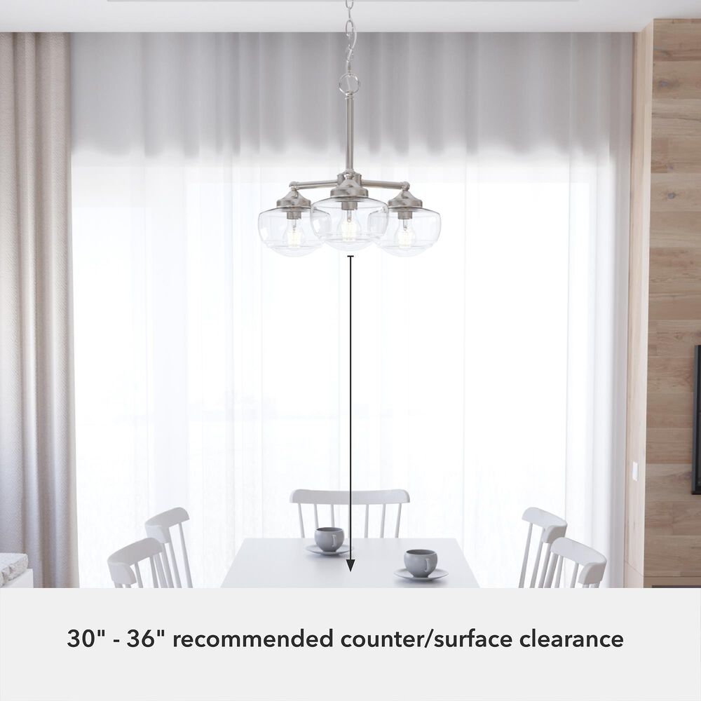 Hunter Saddle Creek 3-Light Chandelier with Clear Seeded Shade in Brushed Nickel, , large