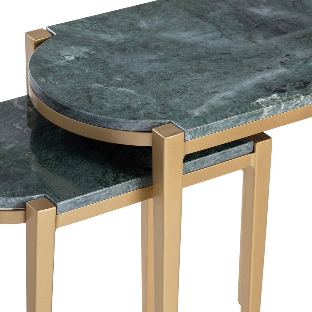 Crestview Collection Beckham Nested Accent Tables in Gold and Dark Green &#40;Set of 2&#41;, , large