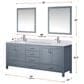 Lexora Home Jacques 80" Double Bathroom Vanity in Dark Grey with 2 cm White Quartz Top and Rectangular Sinks, , large