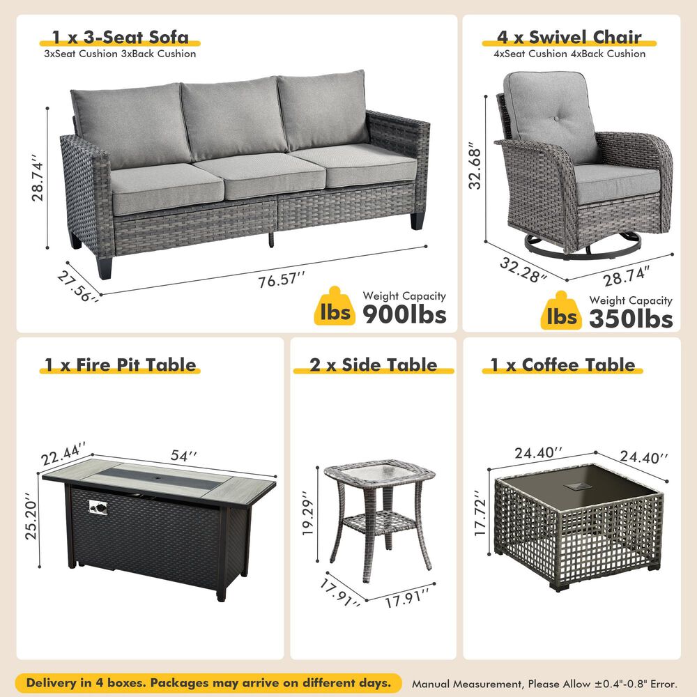 HOMLUX 9-Piece Outdoor Conversation Set in Dark Gray, , large