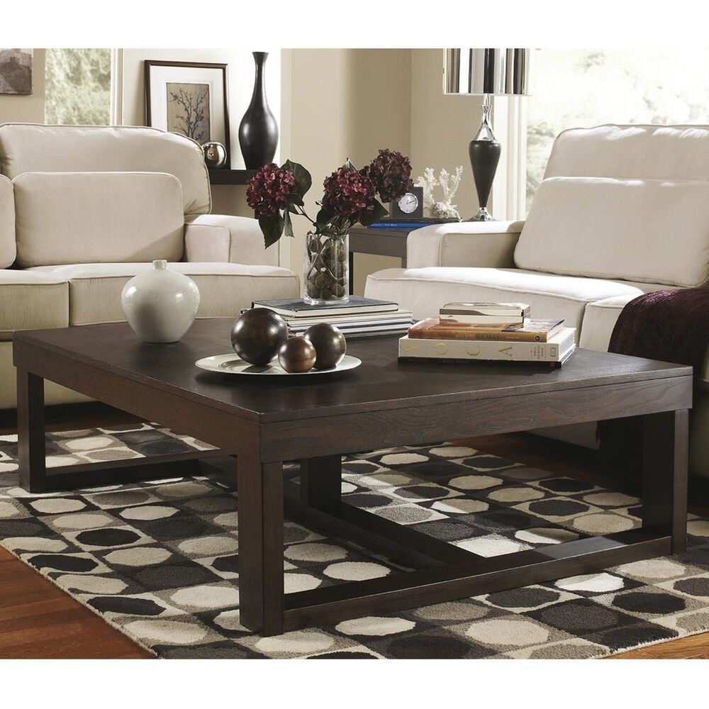 Ashley Watson 56&quot; Rectangular Cocktail Table in Dark Brown, , large