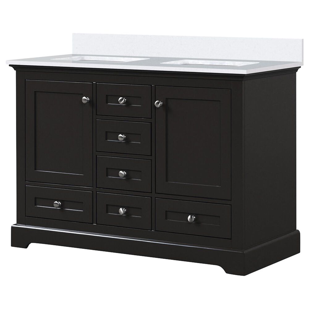 Lexora Home Dukes 48" Double Bathroom Vanity in Espresso with 2 cm White Cultured Marble Top and Rectangular Sinks, , large