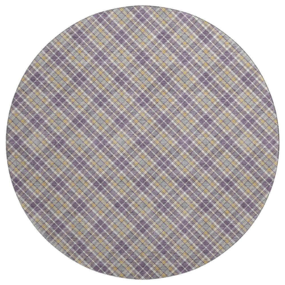 Dalyn Rug Company Soft Essentials Plaid Plum 8" Round Indoor/Outdoor Area Rug, , large