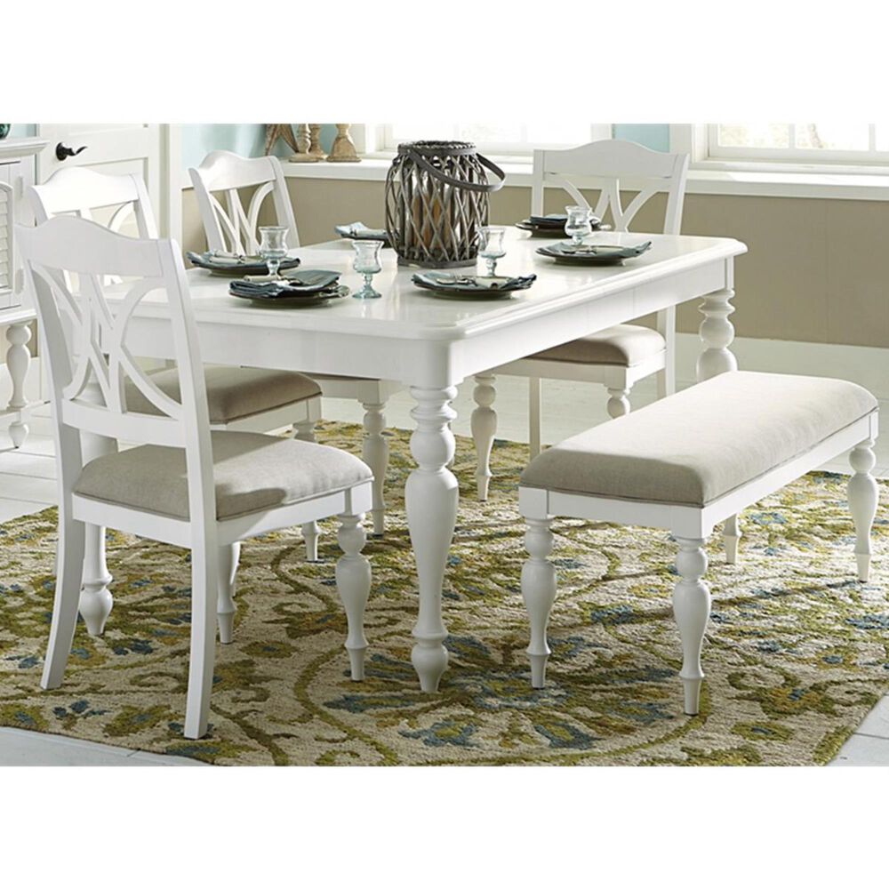 Belle Furnishings Summer House 6-Piece Rectangular Table Set in Oyster White, , large