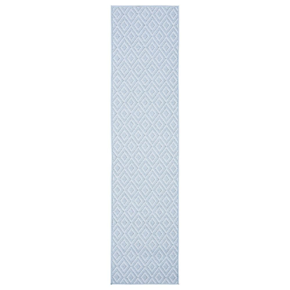 Safavieh Bermuda Geometric 2" x 6" Light Blue and Cream Indoor/Outdoor Area Performance Rug, , large