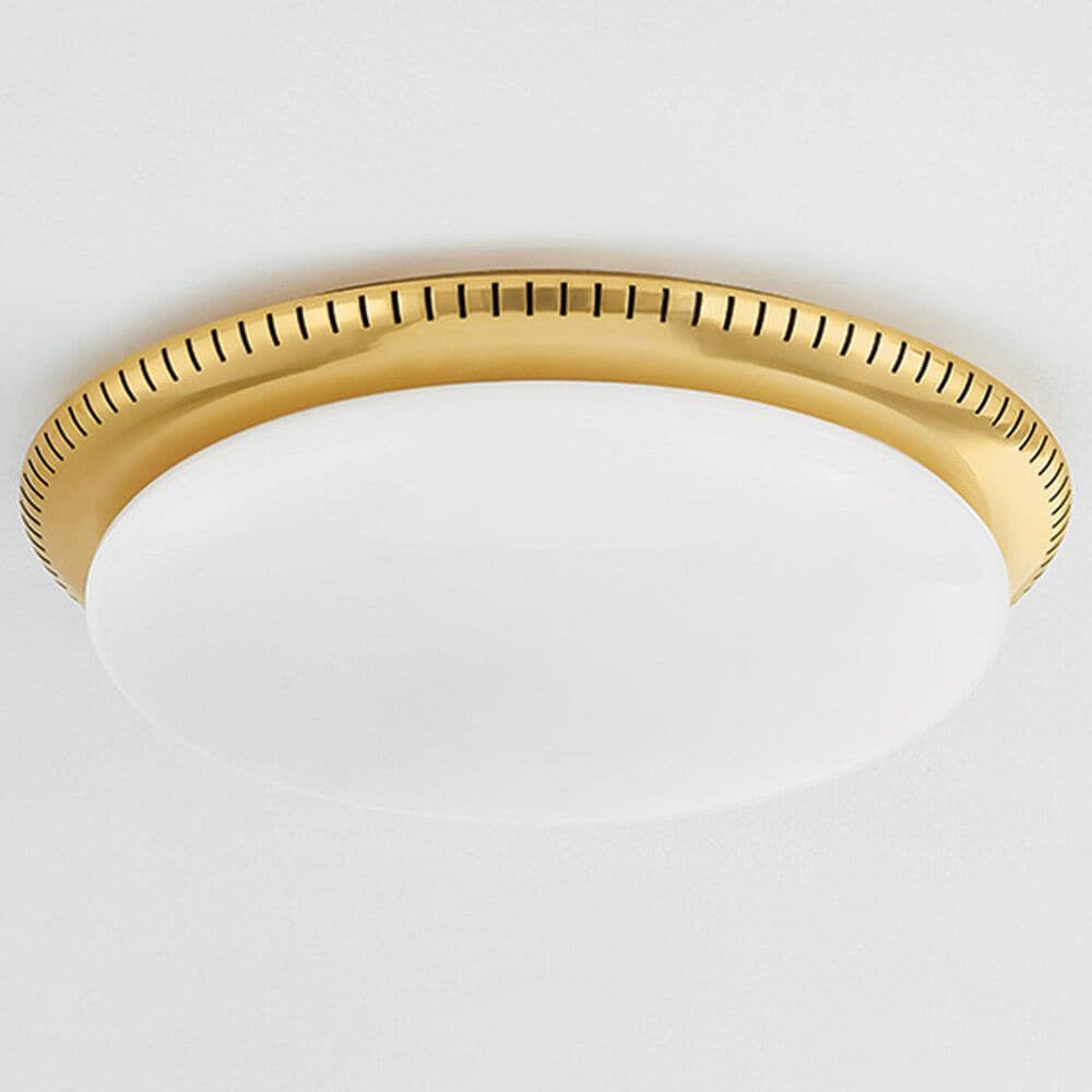 Hudson Valley Lighting North Castle 14.25" 1-Light Flush Mount in Aged Brass, , large