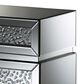 Baxton Studio Sabrina Mirrored 3-Drawer End Table in Silver, , large
