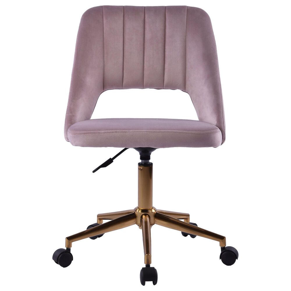 Impressions Vanity Maya Swivel Vanity Chair with Pink Cushion in Gold, , large