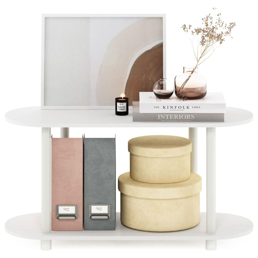 HOMLUX Turn-N-Tube 2-Tier Oval Side Display Rack in White and Virgin White, , large