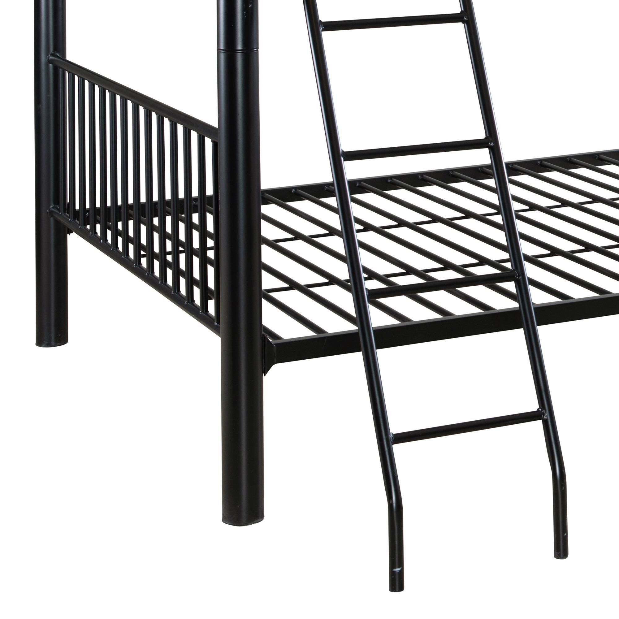 Linon Home Decor Heavy Twin Over Twin Bunk Bed in Black