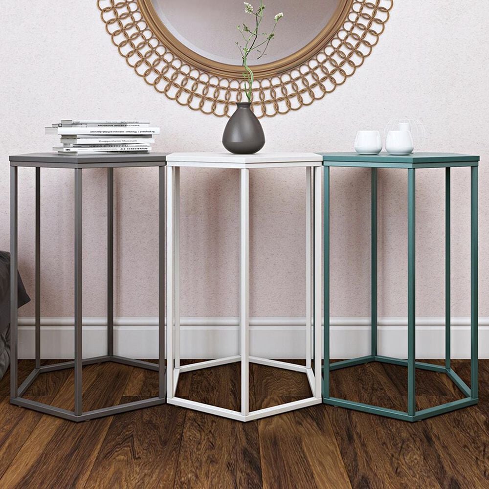 CosmoLiving by Cosmopolitan CosmoLiving Park Ave. Hexagon Accent Table Set in White, Graphite, Emerald Green, , large
