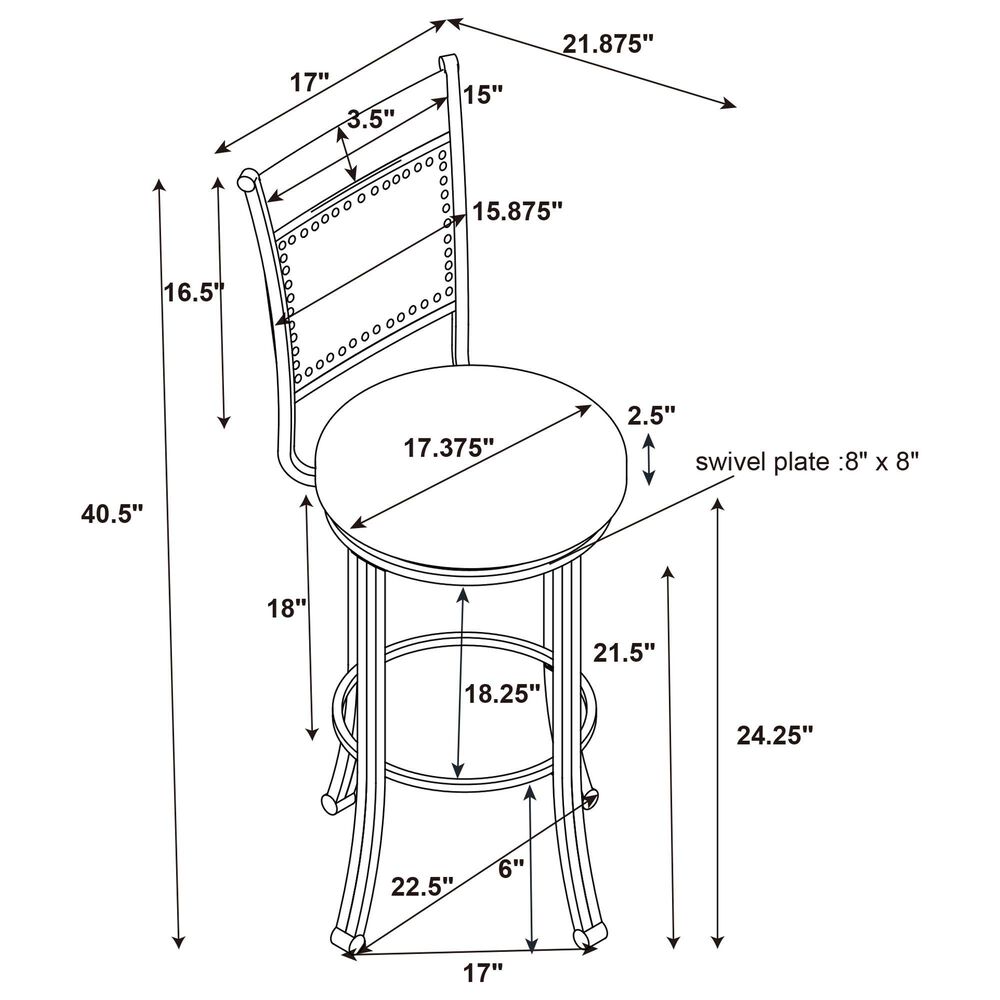 Linon Home Decor Franklin Swivel Counter Stool in Pewter, , large