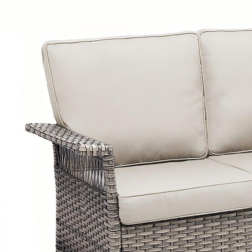 Sunwell Garden 33"H 3-Seater Outdoor Sofa with Ergonomic Design and Beige Cushions in Gray, , large