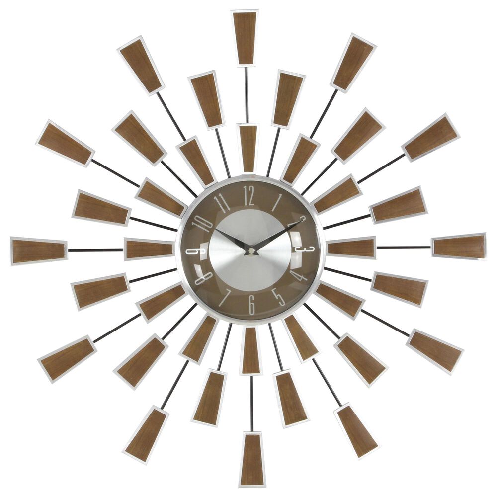 Maple and Jade Wall Clock in Silver and Black, , large