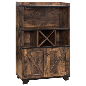 Furniture of America Oconnell Wine Cabinet in Distressed Wood, , large