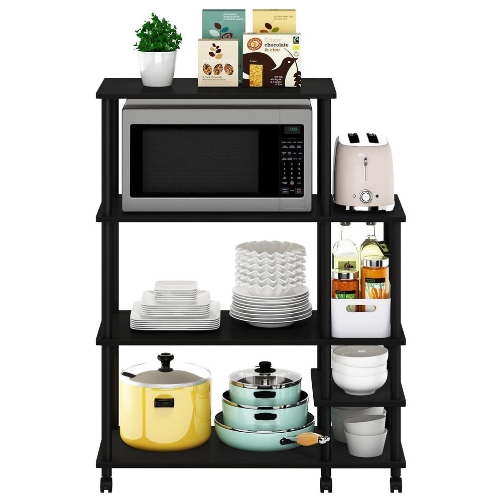 HOMLUX Turn-N-Tube 3-Tier Rolling Kitchen Shelf Cart in Americano and Black, , large
