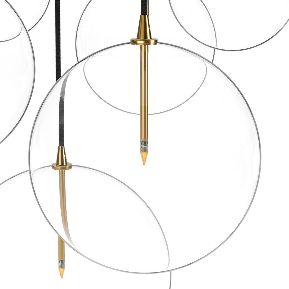 Four Hands Cluster 7-Light Chandelier in Burnished Brass and Black, , large