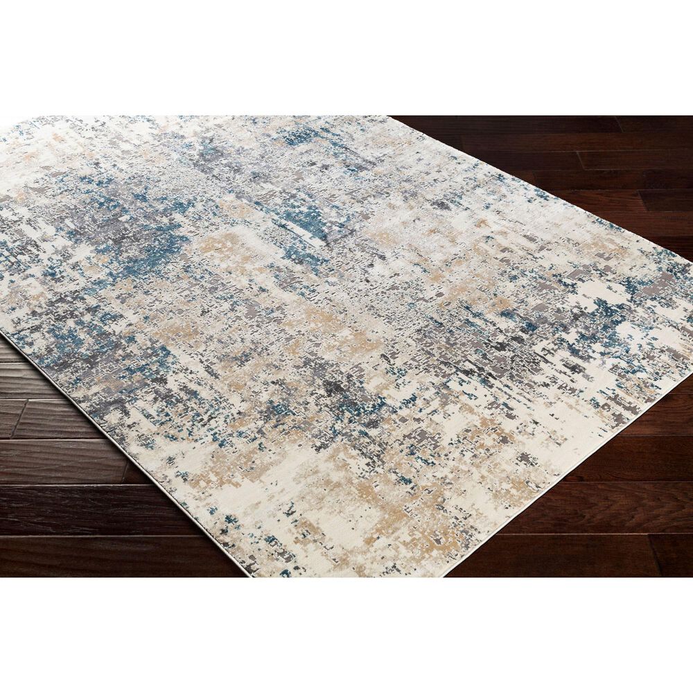 Surya Pune PUN-2301 Tan, Charcoal, Light Beige, Dark Brown, Black, Deep Teal and Sky Blue 8&#39;10&quot; x 12&#39;4&quot; Area Rug, , large