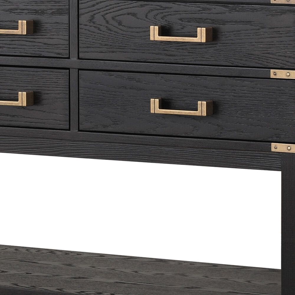 Lexora Home Norwalk 60&quot; Double Bathroom Vanity in Black Oak with White Carrara Marble Top and Rectangular Sinks, , large
