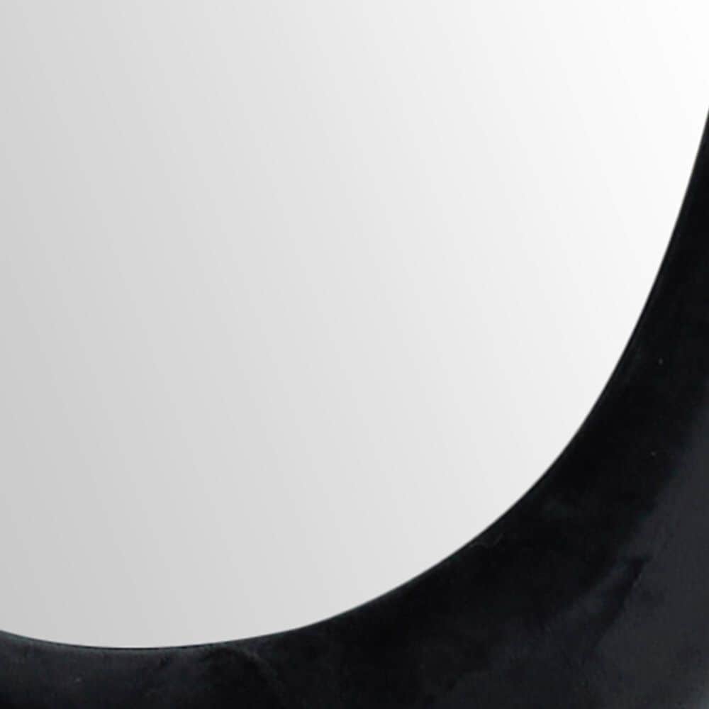 Maple and Jade 65&quot; x 26&quot; Velvet Abstract Wavy Wall Mirror in Black, , large
