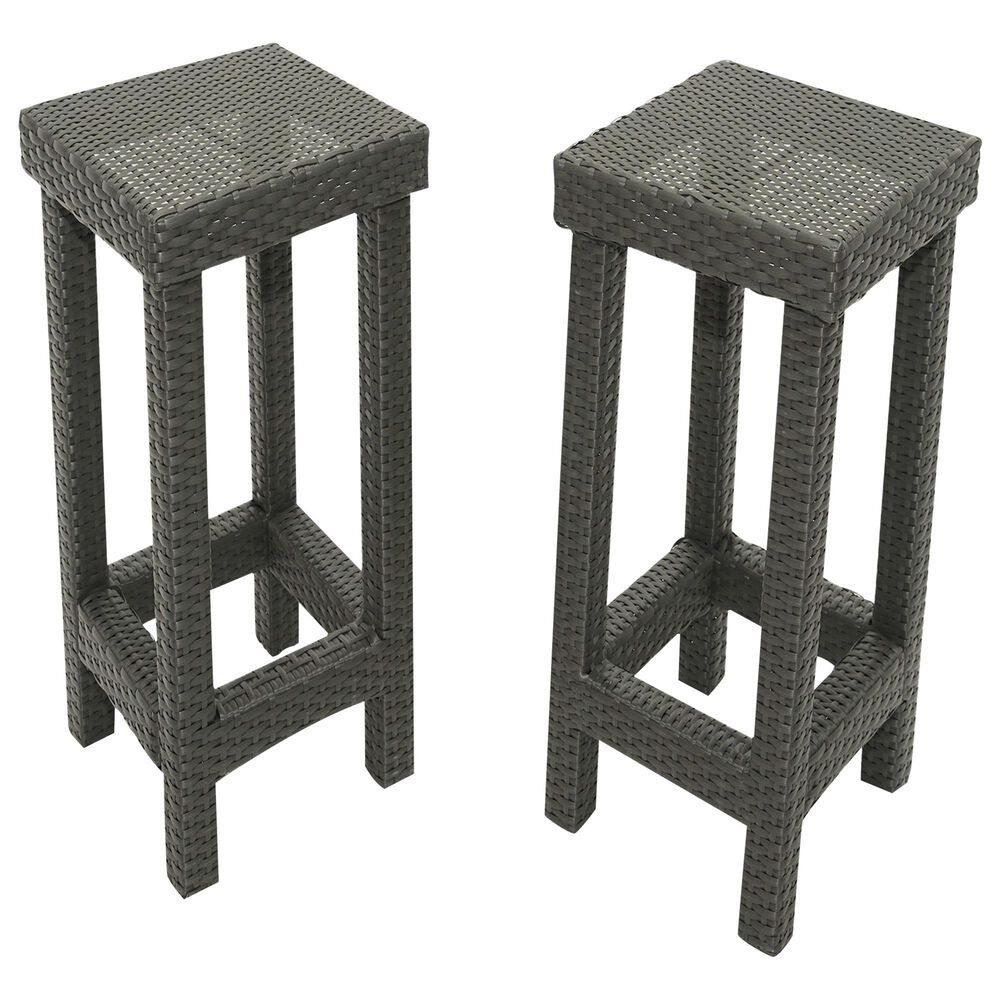 Carolina Chair and Table Karsyn Counter Wicker Resin Stool in Dark Gray (Set of 2), , large