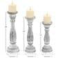 Maple and Jade Turned Pillar Decorative Candle Holder in Washed Gray and Black (Set of 3), , large
