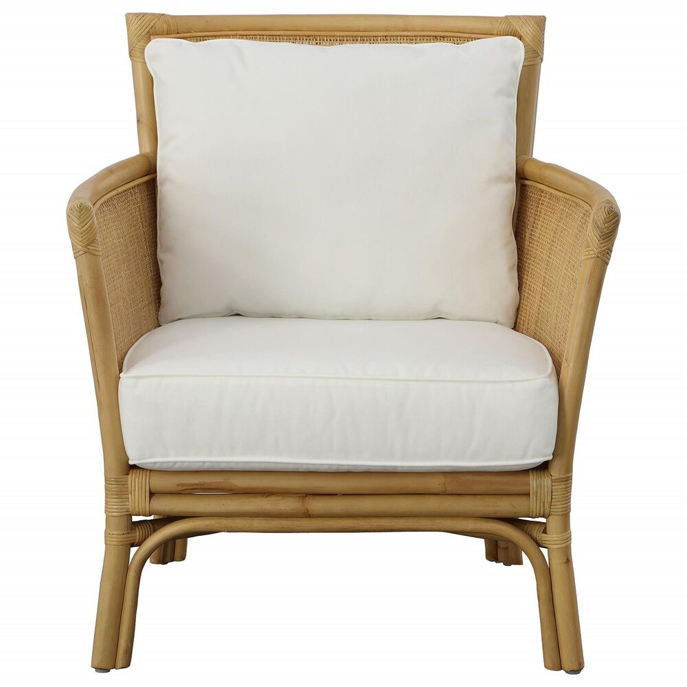 Uttermost Pacific Arm Chair with White Cushion in Natural, , large