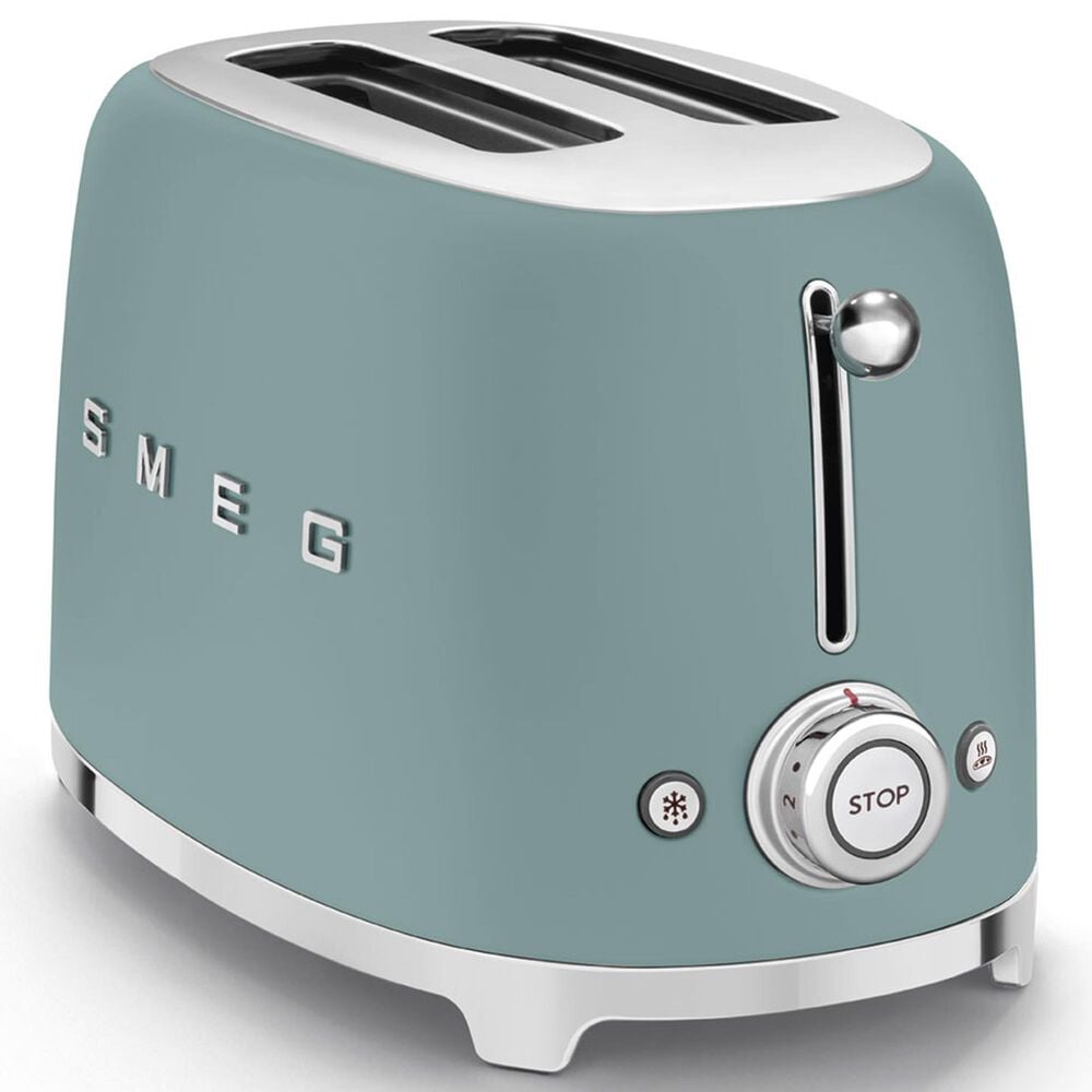 SMEG Retro-Style 2-Slice Toaster in Matte Emerald Green and Polished Chrome, , large