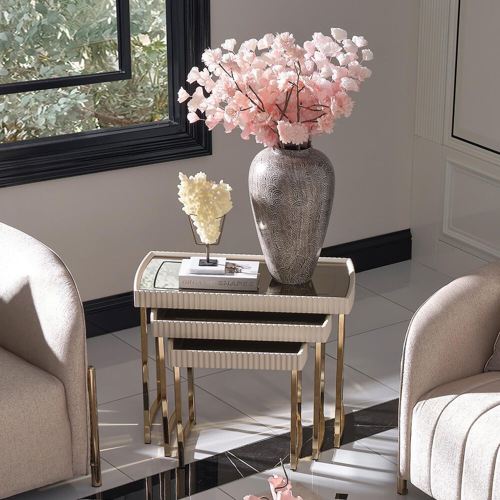 Vista Haus Lisbon 3-Piece Nesting Table Set in Silken Matte Cream, , large