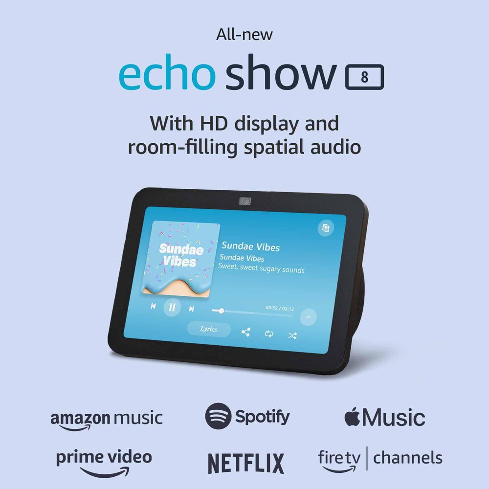 Amazon Echo Show 8 &#40;3rd Gen, 2023 release&#41; | Kitchen companion with Alexa, 8&quot; HD display, and spatial audio | Charcoal, , large