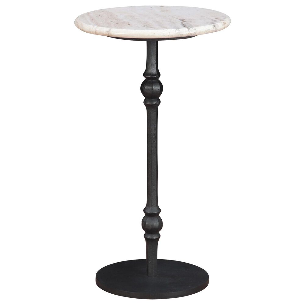 Home Trends & Design Detroit 12" Side Table in White Travertine and Natural, , large