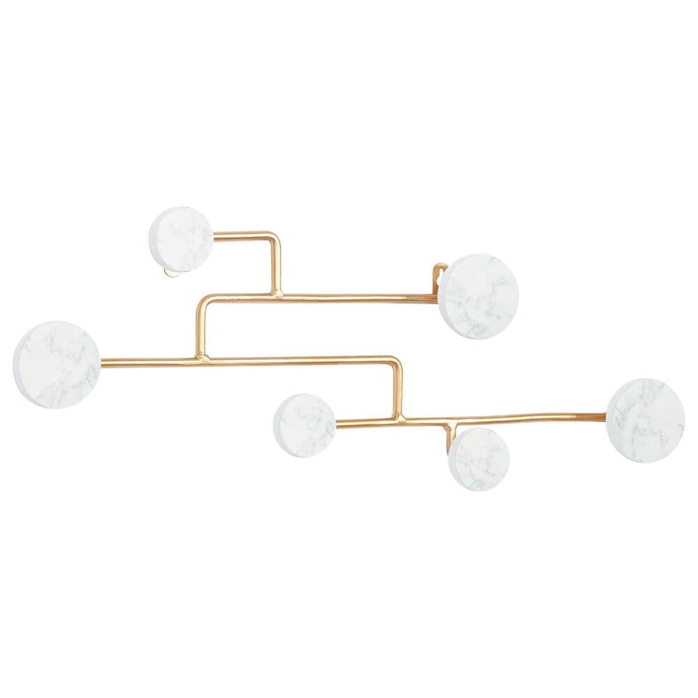 Maple and Jade Wall Hook in Gold, White Marble and Gray, , large