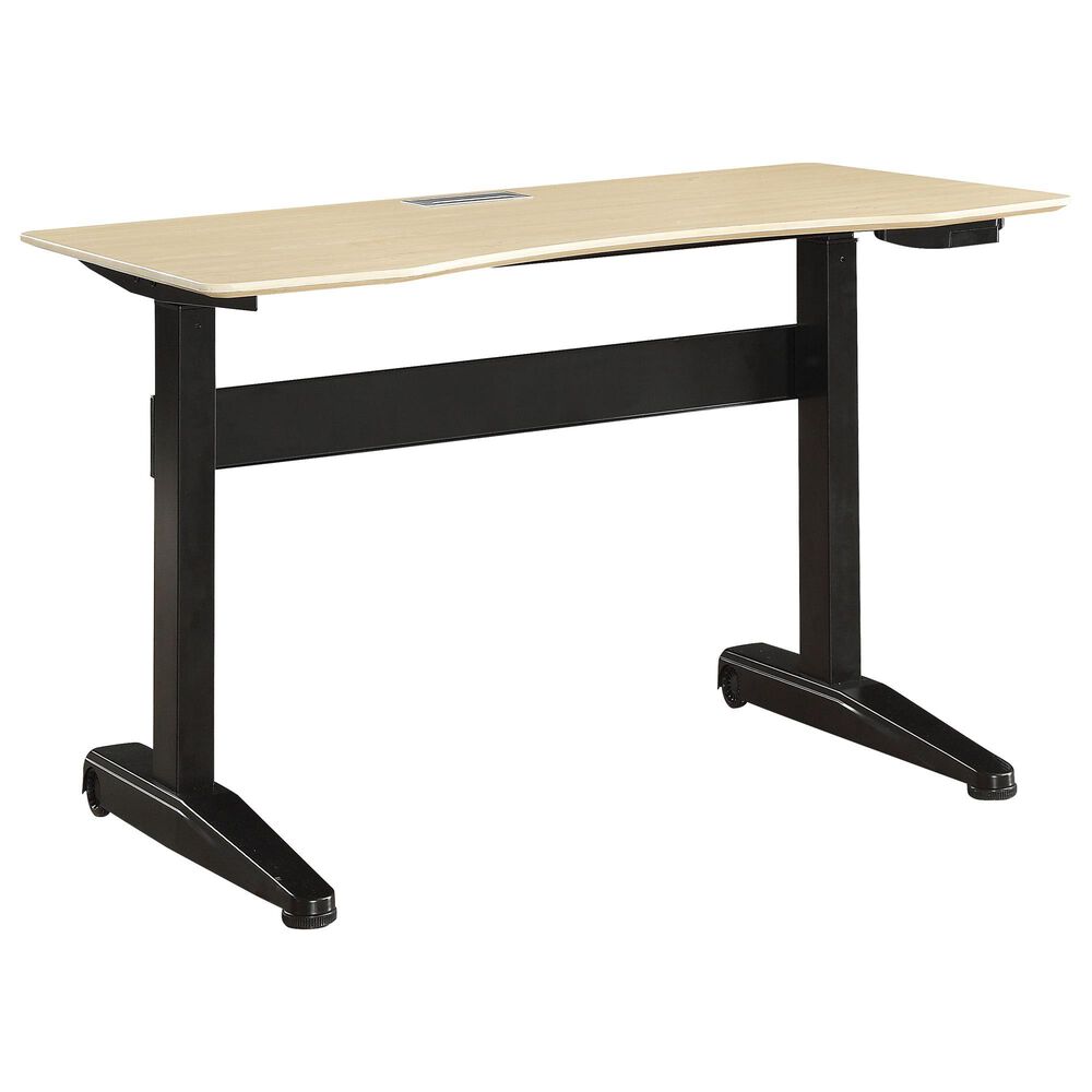 Furniture of America Pope Large Lift Computer Table in Black/Oak, , large