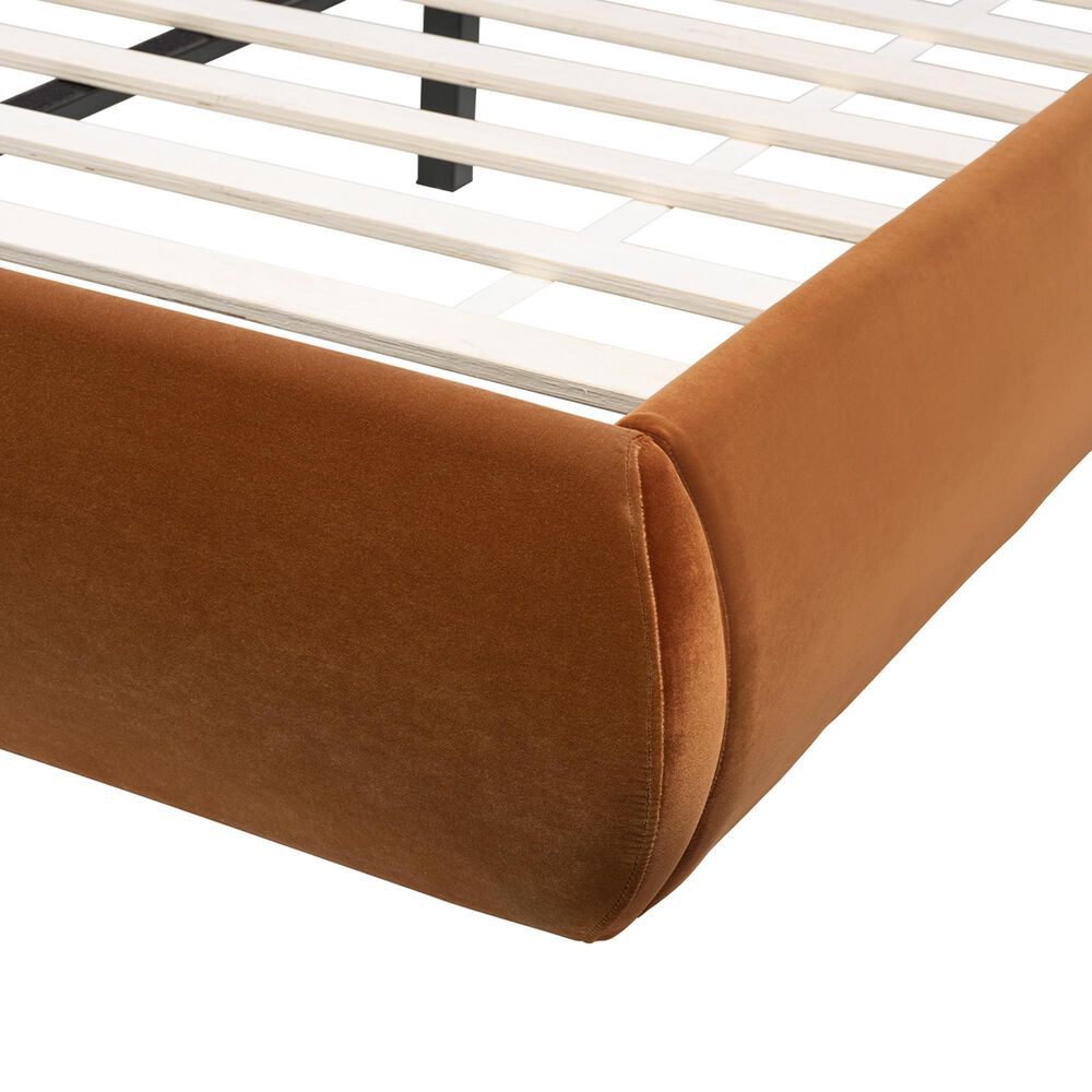 Jennifer Taylor Home Archie Upholstered Platform Bed Frame in Burnt Orange, , large