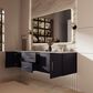 Lexora Home Geneva 72" Double Bathroom Vanity in Navy Blue with 2 cm White Carrara Marble Top and Rectangular Sinks, , large