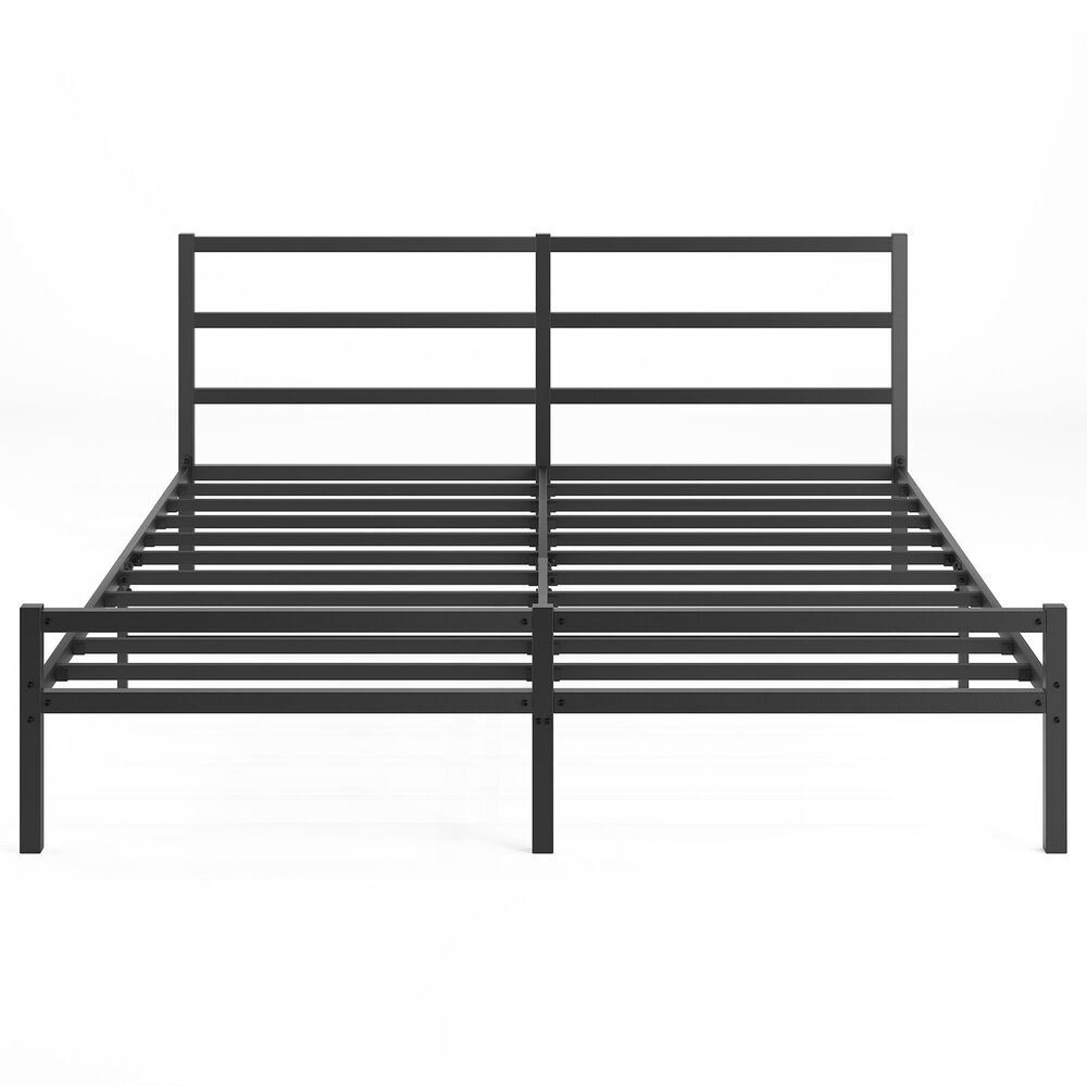 Hearth and Haven King Platform Bed with Sturdy Metal Frame and Headboard in Black, , large