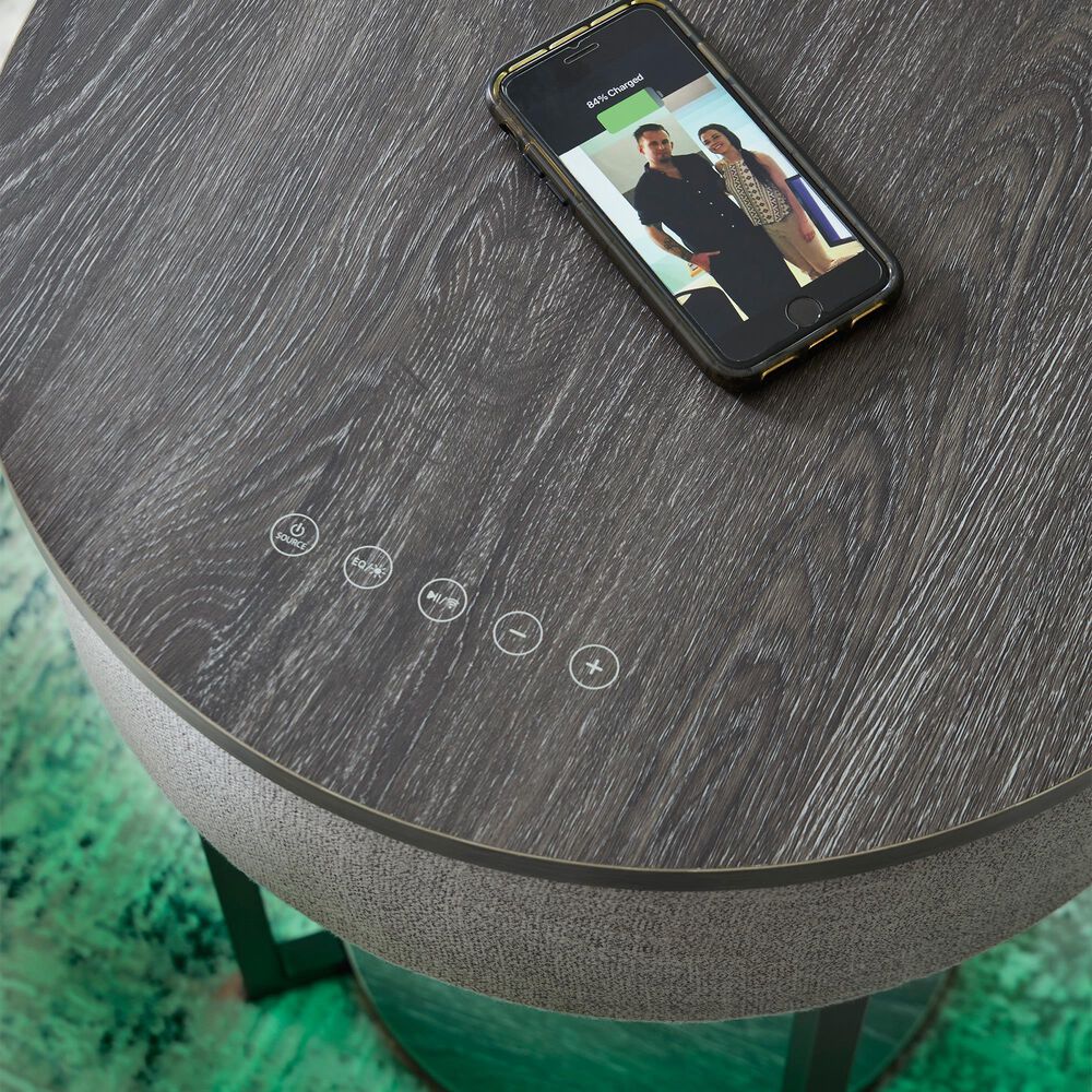 Ashley Sethlen Accent Table with Speaker in Gray and Black, , large