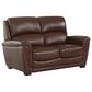 Chateau d"Ax 3-Piece Stationary Leather Living Room Set with Recliner in Red Brown, , large