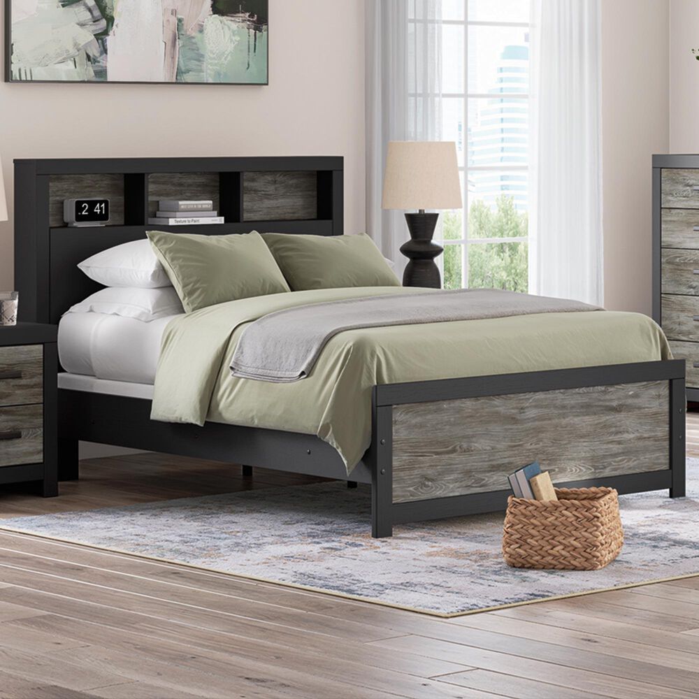 Ashley Broachmyn Full Bookcase Bed in Black and Gray, , large