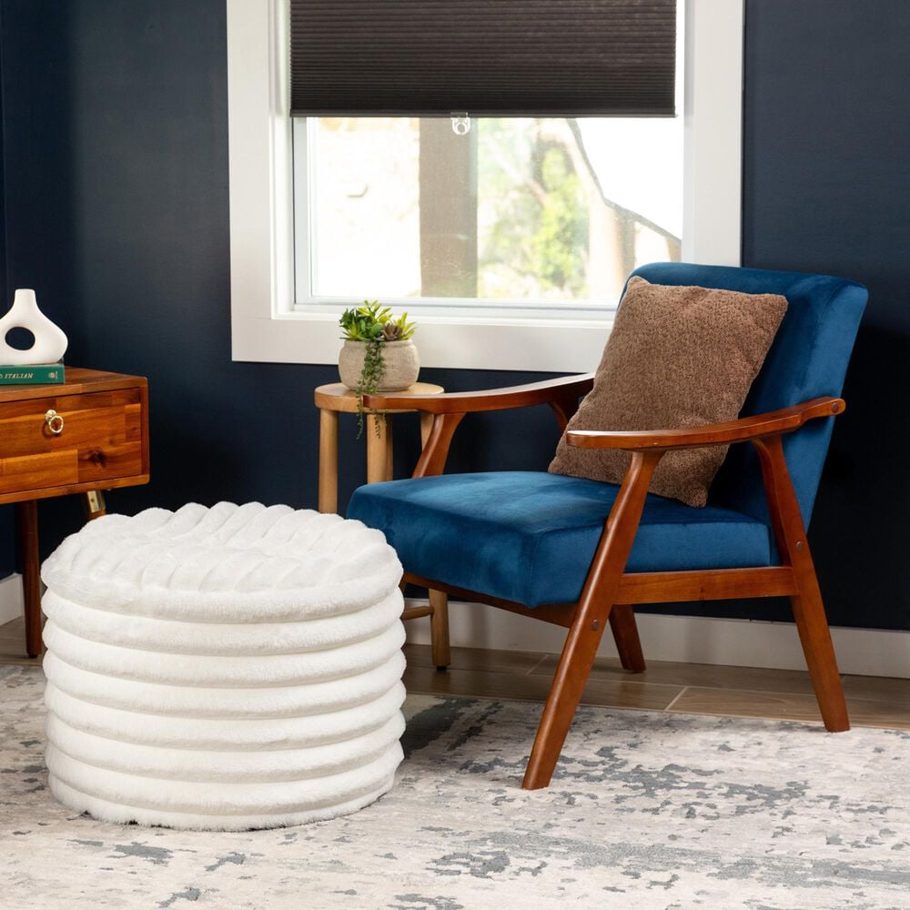 Jaxx Paran Round Ottoman in Mondo White, , large