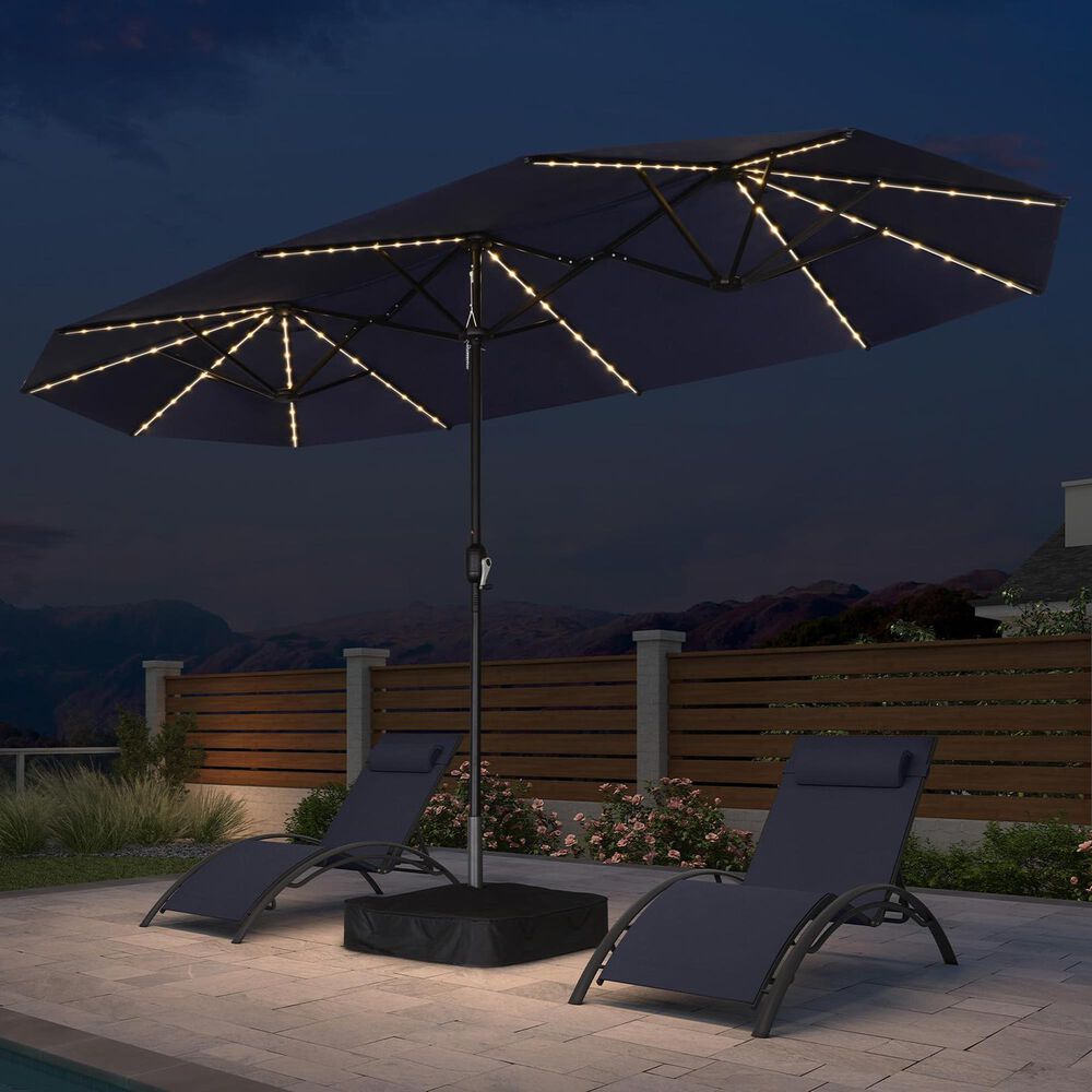 HOMLUX 13' Outdoor Double-Sided Market Umbrella with Base  in Navy Blue, , large