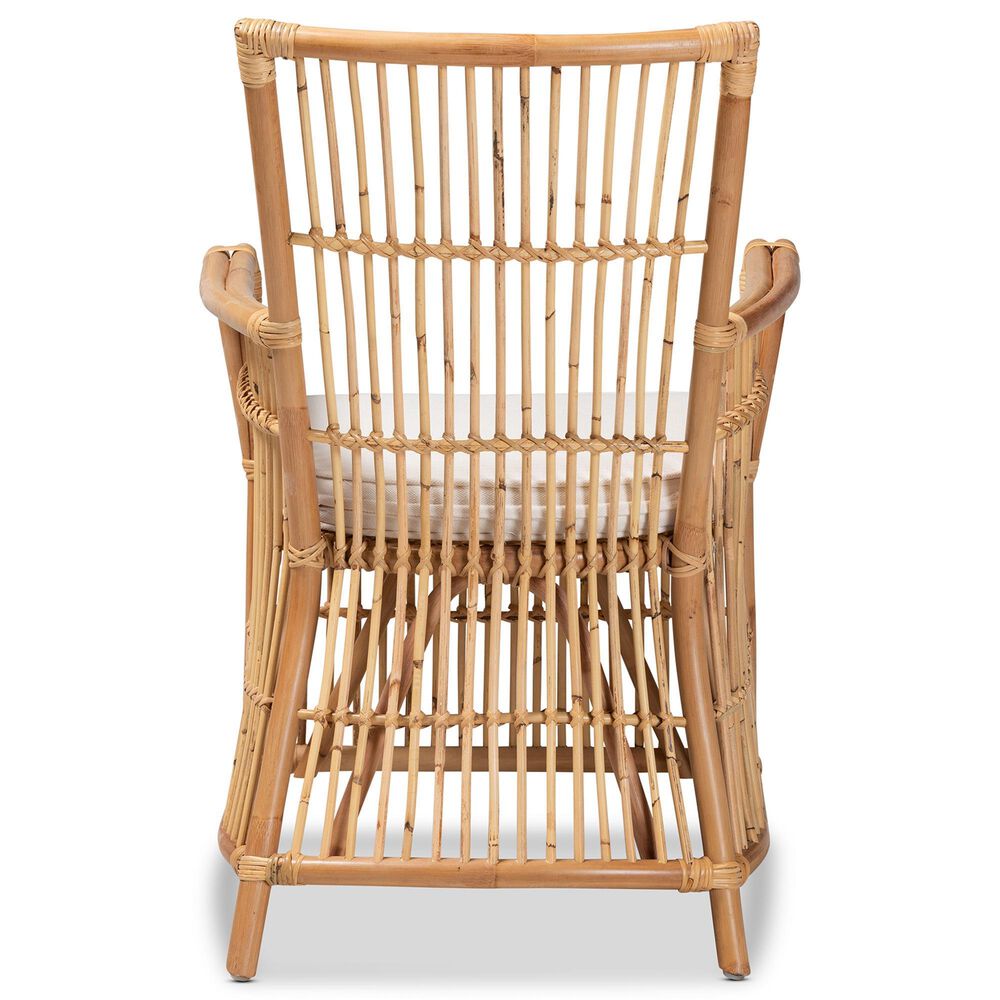 Baxton Studio Rose Rattan Arm Chair in White, , large