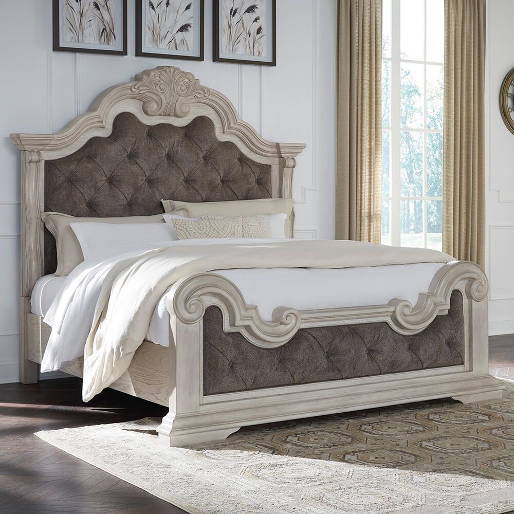 Millenium Bruchandi California King Upholstered Panel Bed in Antiqued White, , large