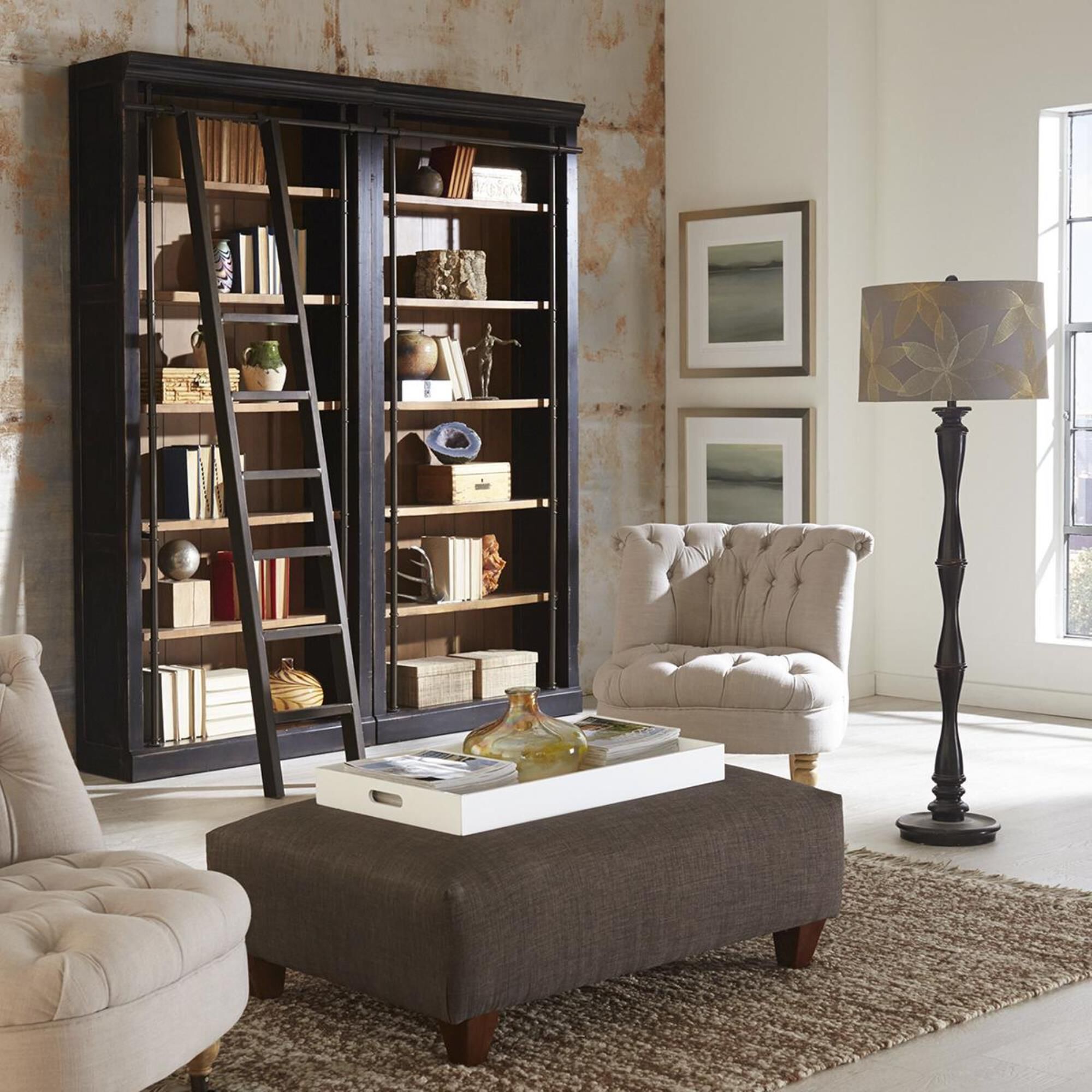 Wycliff Bay Toulouse 2-Piece Bookcase with Ladder in Aged Ebony
