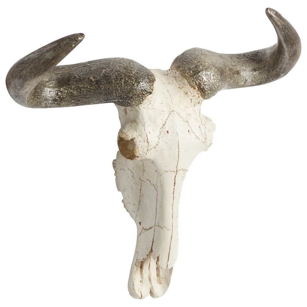 Maple and Jade 12" x 16" Farmhouse Cow Skull Wall Decor in White and Brown, , large